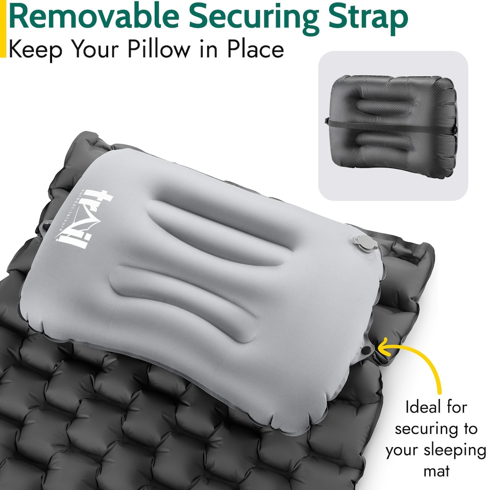 image 1 of Deluxe Inflatable Camping Pillow - Grey