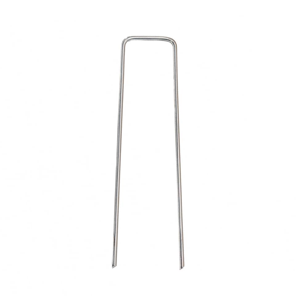 image 1 of 100x Galvanised Steel Weed Membrane Pins Ground Stakes Garden Pegs - 6 inch