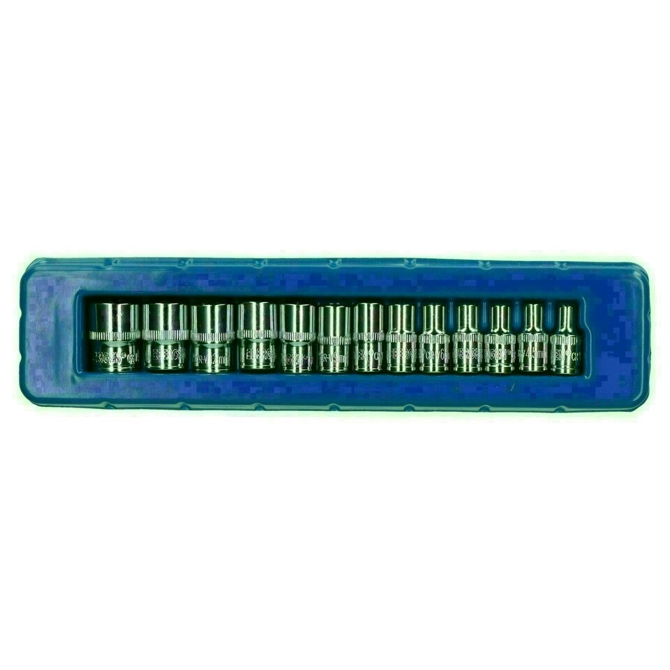 image 1 of 1/4" Drive Shallow Metric MM Sockets 6 Sided Single Hex 4mm - 14mm 13pc
