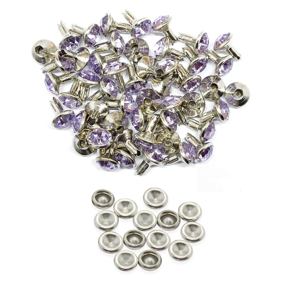 image 1 of 8mm Diamante Acrylic Rhinestone Studs with Pins - Pack of 10