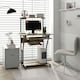 image 2 of HOMCOM Rolling Computer Desk with Keyboard Tray Storage Shelves Rustic Brown