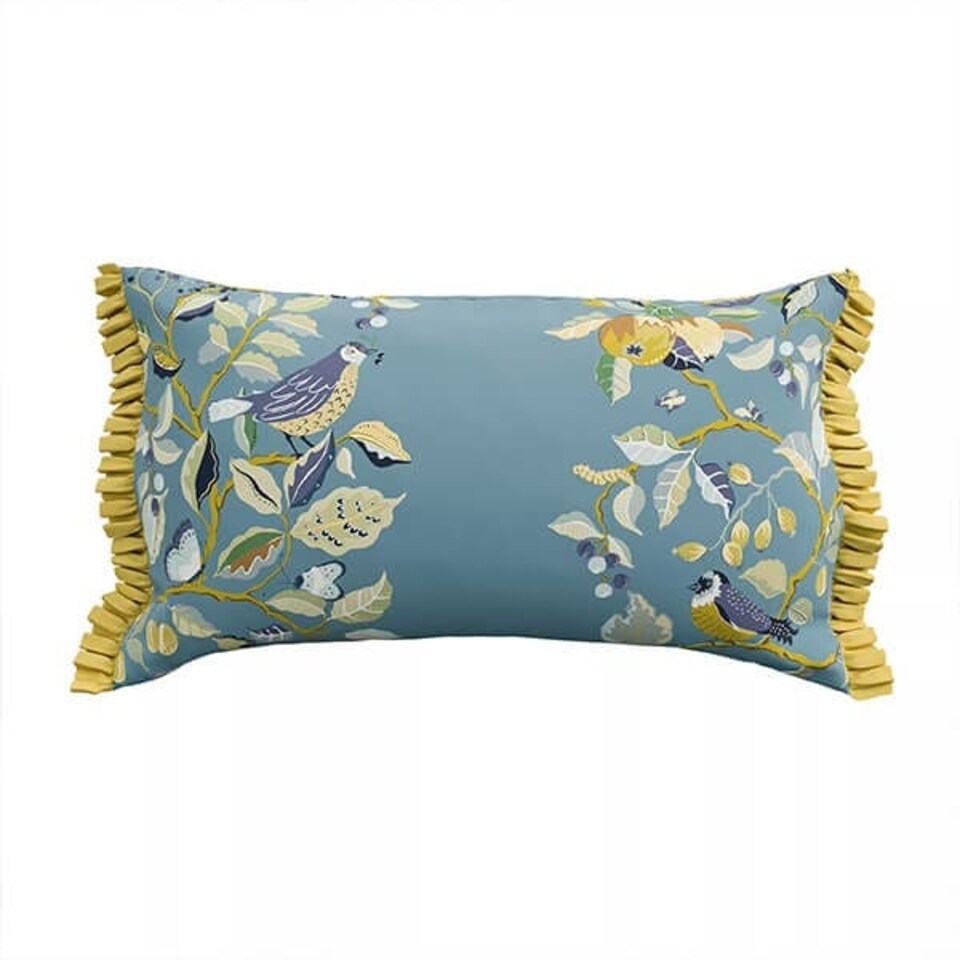 image 1 of Sanderson for National Trust Kingfisher & Iris Cushion 30X50cm Azure