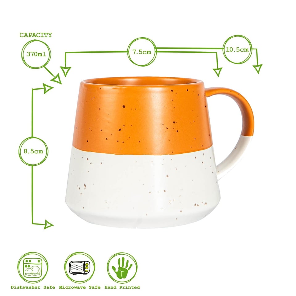 image 1 of Nicola Spring 8 Piece Ceramic Dipped Flecked Plates & Coffee Mugs Set - Burnt Orange