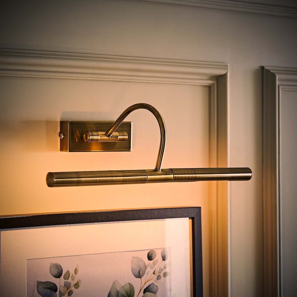 image 1 of ValueLights Modern Adjustable Antique Brass Picture Wall Light | Gold