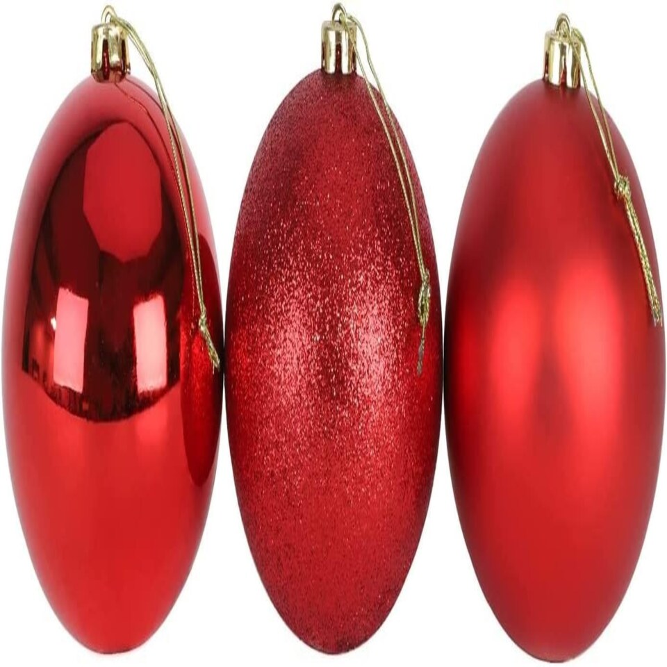 image 1 of 10cm/6Pcs Christmas Baubles Shatterproof Red,Tree Decorations