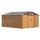 image 1 of Outsunny 13 x 11ft Metal Garden Shed, Outdoor Storage Tool House with Ventilation Slots, Foundation Kit and Lockable Double Doors, Light Brown
