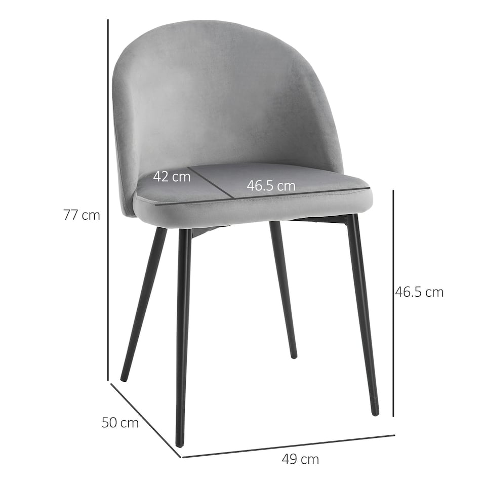 image 1 of HOMCOM Modern Set of 2 Upholstered Fabric Bucket Seat Dining Chairs, Grey