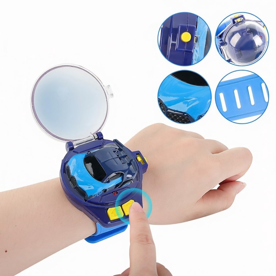 image 1 of Watch‑Controlled Remote Car – Blue Mini RC Car Toy with Wrist Controller for Kids Ages 3+