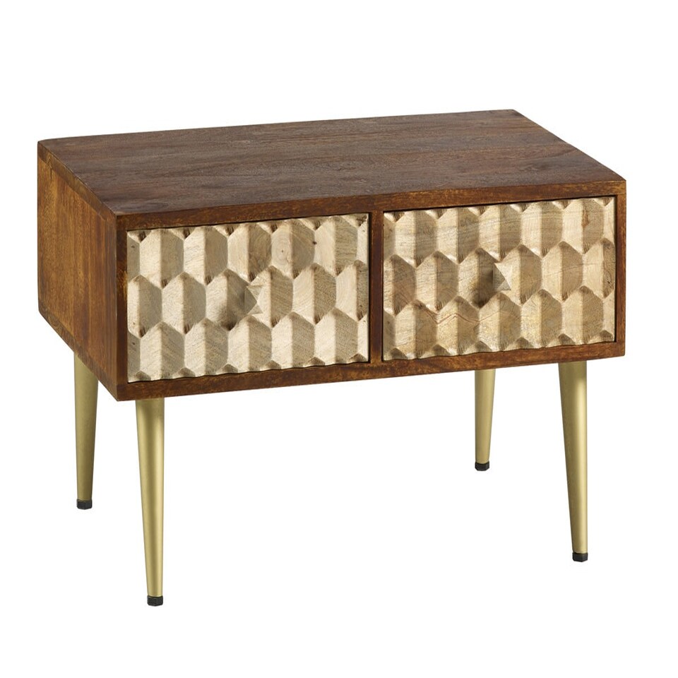 image 1 of Camille Retro Coffee Table with 2 Drawers Brown