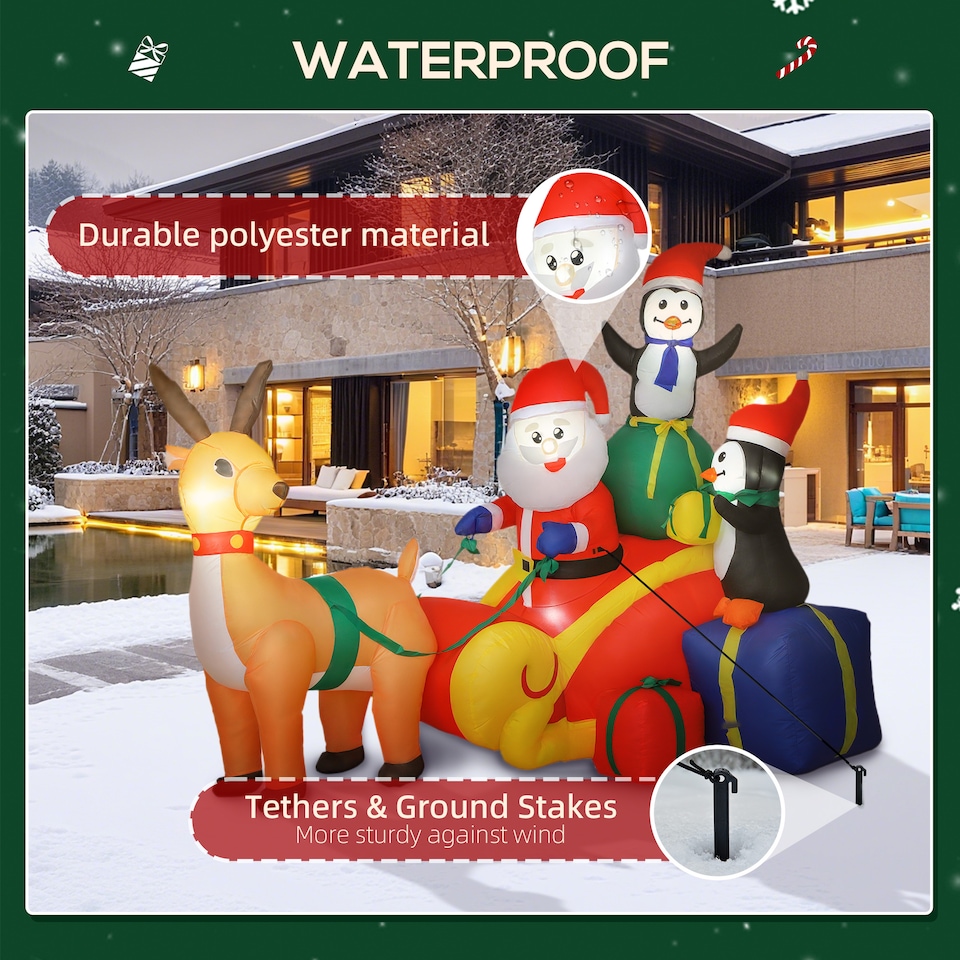 image 1 of Outsunny Blow Up Outdoor Christmas Decoration with Built-in LED Lights | Multi