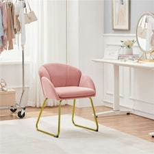 Yaheetech Flower Shape Velvet Armchair with Golden Metal Legs