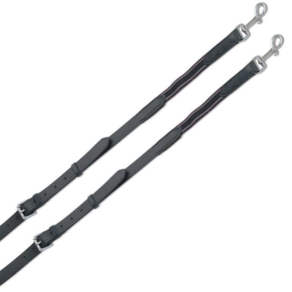 image 1 of Shires Aviemore Leather And Elastic Side Reins Black | Size: 32X5/8 Inch
Colour: Black
