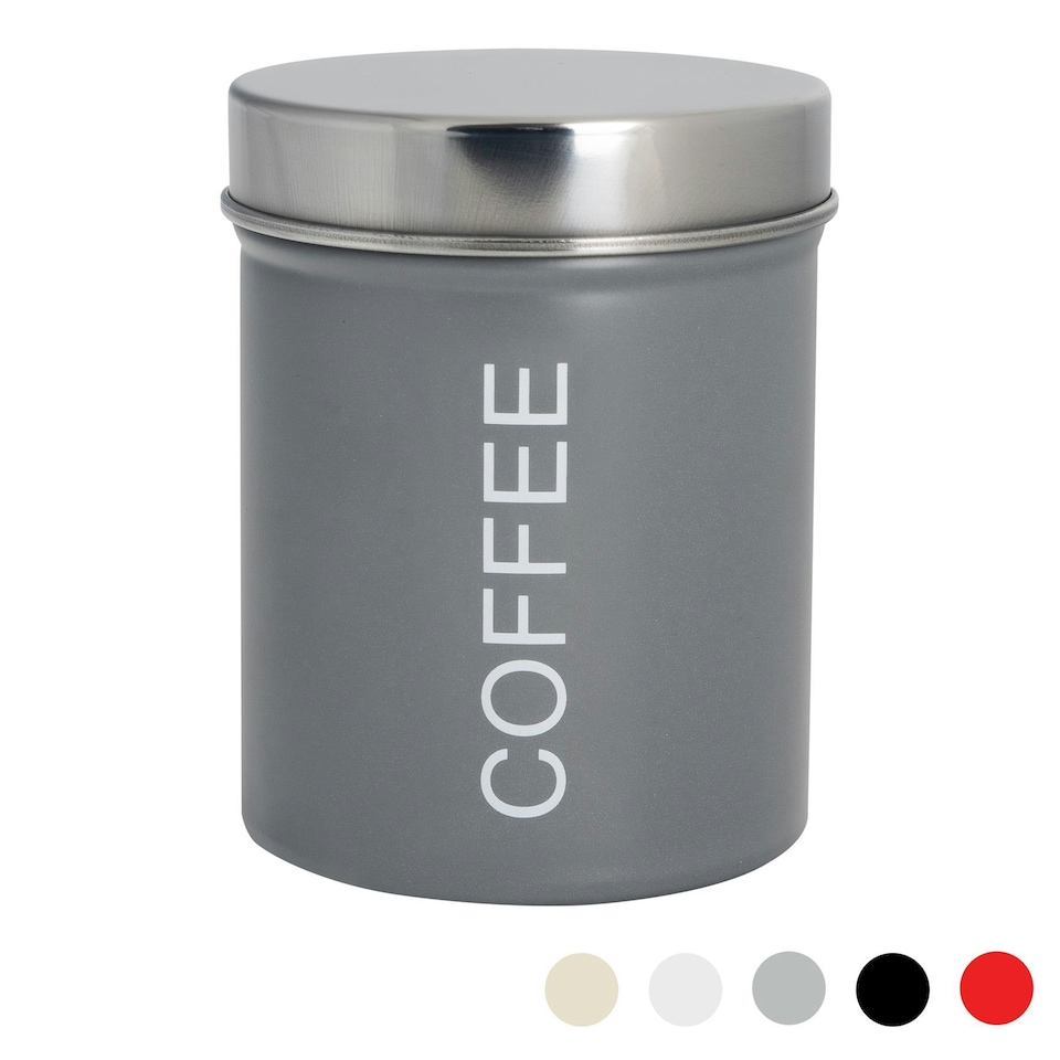 image 1 of Harbour Housewares Grey Round Metal Kitchen Sugar Canister Kitchen Caddy Kitchen Storage Containers Canisters