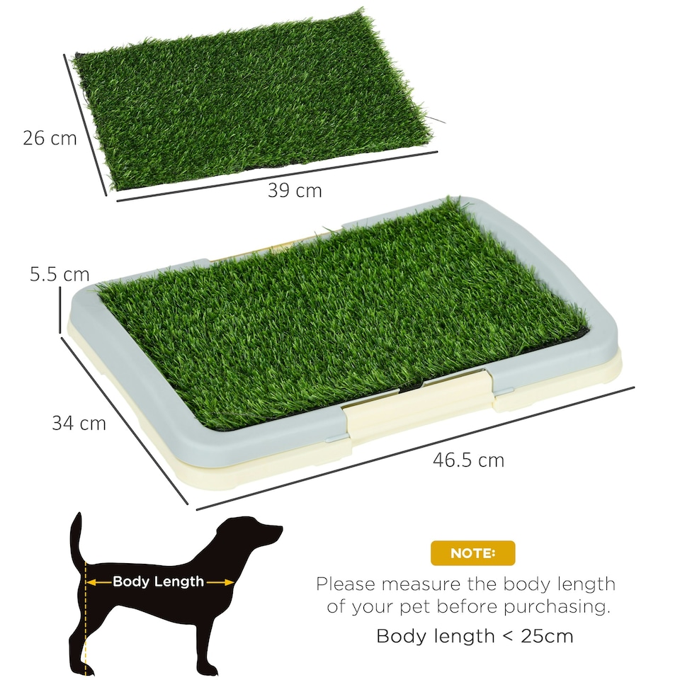 image 1 of PawHut Dog Toilet Indoor w/ Artificial Grass, Grid Panel, Tray, 46.5 x 34cm