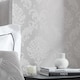 image 4 of Chelsea Glitter Damask Wallpaper in Soft Grey and Silver | Grey | Soft Grey And Silver | 53cm x 10m