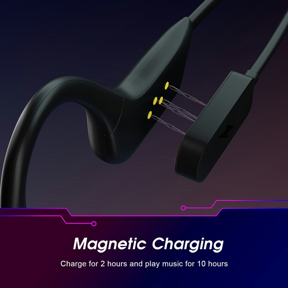image 1 of Bone Conduction Bluetooth Wireless Headphones Open Ear Sports Earphones with Mic, Hands- Free Calls, Built-in 16GB MP3 Player - August EP400B Black