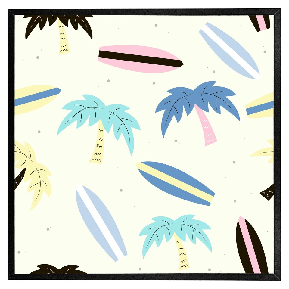 image 1 of Surf boards & palm trees (Picutre Frame) Brown | XL