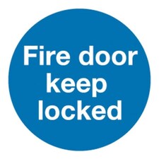 Safety Sign Fire Door Keep Locked 100x100mm Self-Adhesive (Pack of 5)
