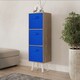 image 2 of Oak 3-Tier 3-Drawer Cube Shelving Unit with Scandinavian Legs | Blue | Dark Blue & White | 1