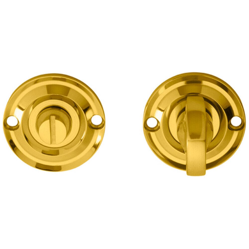 Loops Small Bathroom Thumbturn Lock & Release Handle 67mm Spindle Polished Brass in Metallics