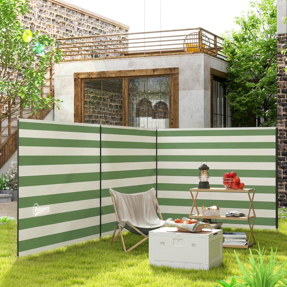 image 1 of Outsunny Camping Windbreak Portable Wind Blocker Privacy Wall | Green | Army Green | 540 x 150 cm