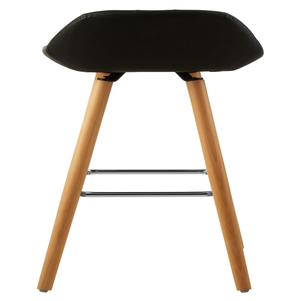 image 1 of Interiors by Premier Black Faux Leather Bar Stool, Comfortable Seating Bar Stool with Back, Easy to Clean Kitchen Bar Stool