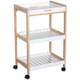 image 1 of HOMCOM Mobile Serving Trolley Kitchen Cart Pine Wood Rolling Wheels White