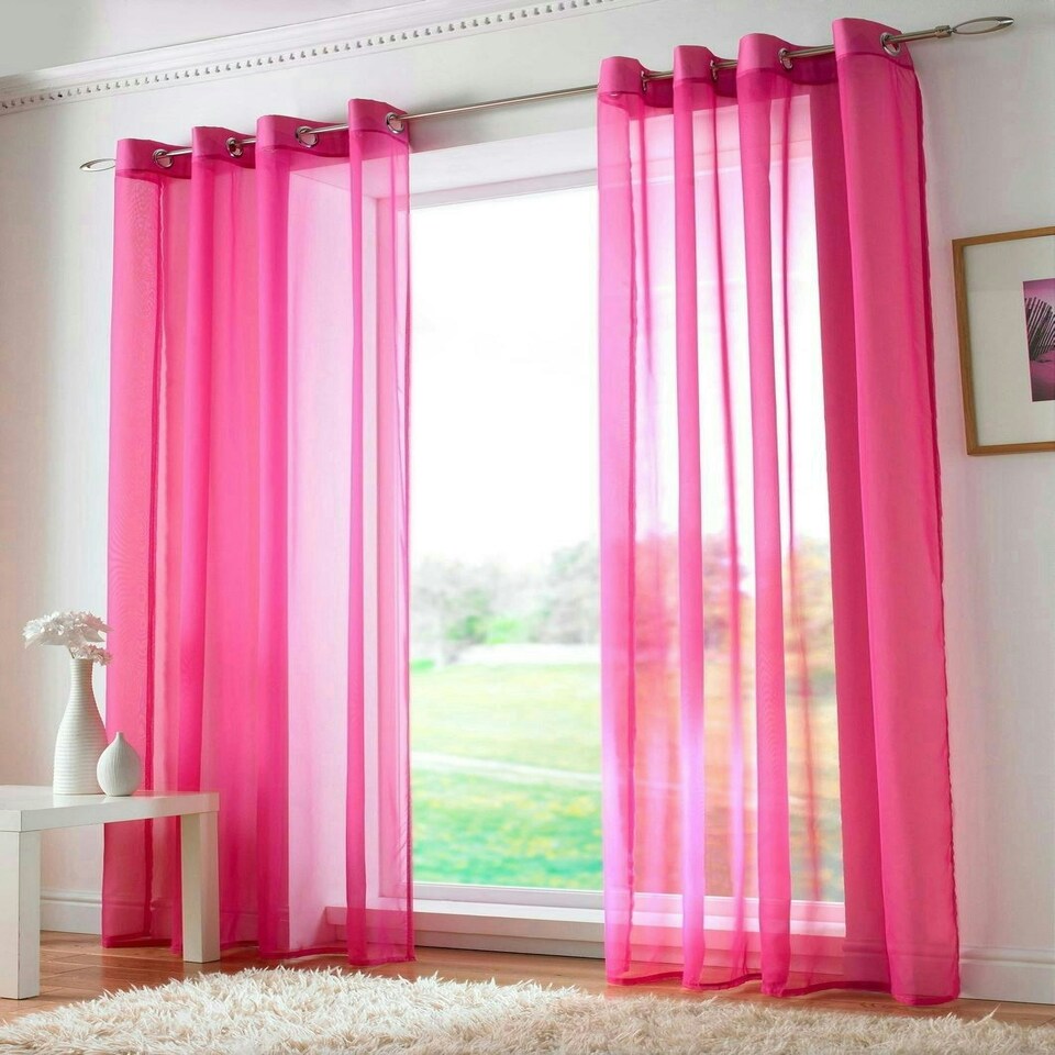 image 1 of Voile Panel - Ring Top - Cerise - 145cm x 137cm