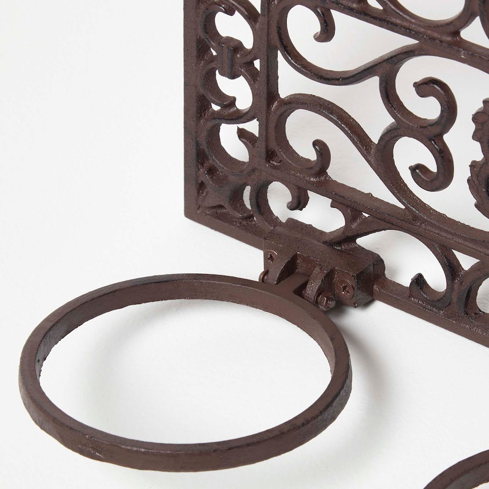 image 1 of Homescapes Brown Cast Iron Parisian Style Flowerpot Holder