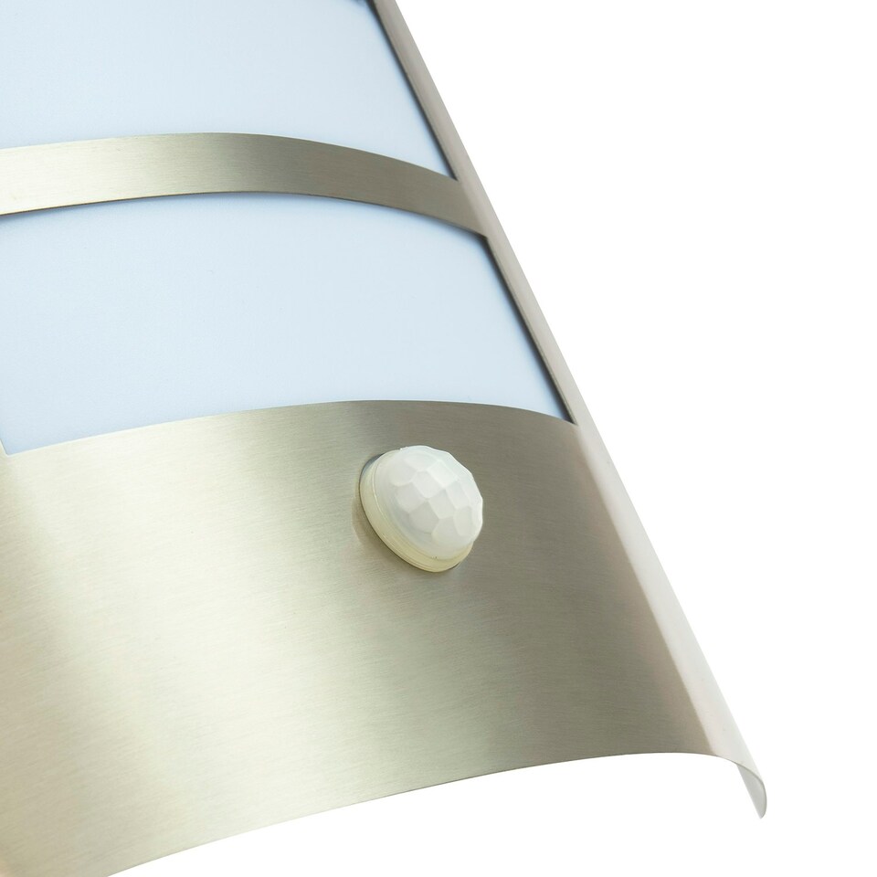 image 1 of Modern Outdoor IP44 Stainless Steel Flush Wall Lamp Fitting with PIR Sensor