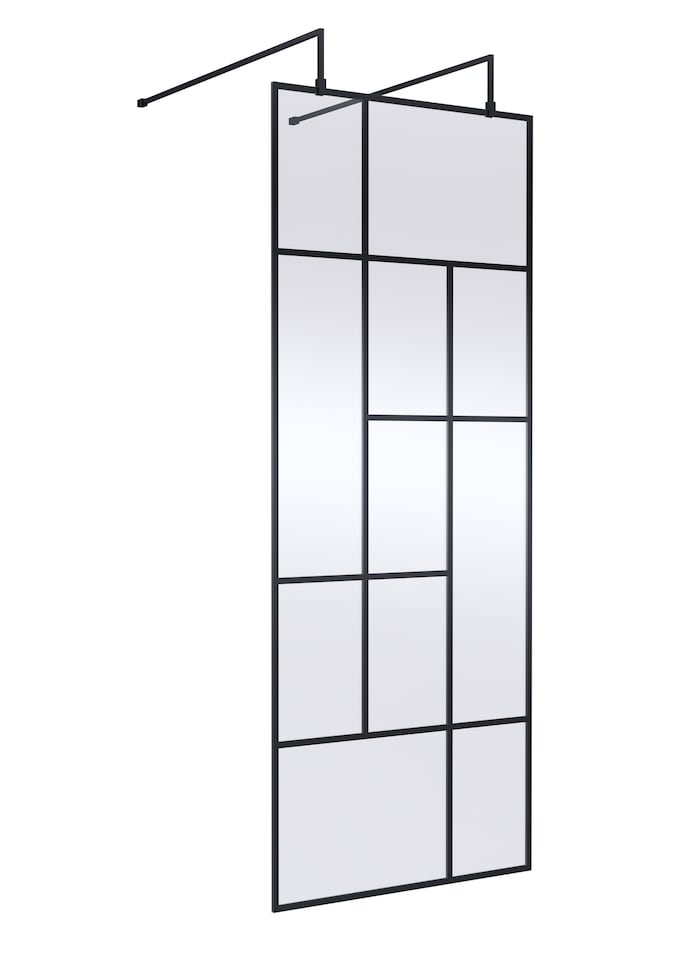 image 1 of Balterley Contemporary Wetroom Screen Aluminium - " Abstract Frame Wetroom Screen - FIX024 | Black | Matt Black