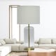 image 3 of First Choice Lighting Walpole Clear Fluted Glass and Antique Brass 49cm Table Lamp with Ivory Fabric Shade Bronze | White