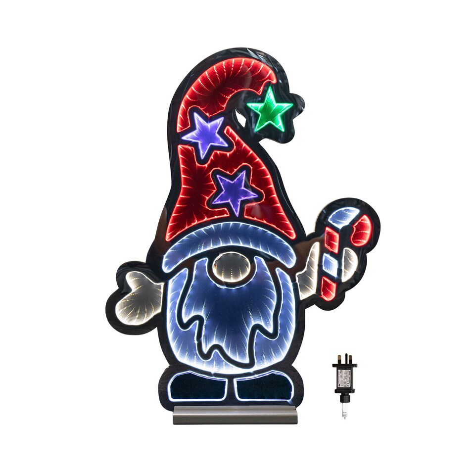 image 1 of 60cm Light up Christmas Gonk with Candy Cane Infinity Decoration with LEDs