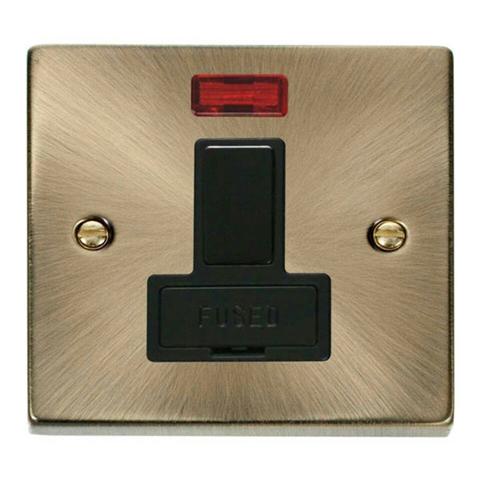 image 1 of SE HOME Antique Brass 13A Fused Connection Unit Switched With Neon Brown | Antique Brass