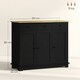 image 7 of HOMCOM Sideboard Buffet Cabinet with Rubber Wood Top and Drawers, Black Black | Rubberwood top