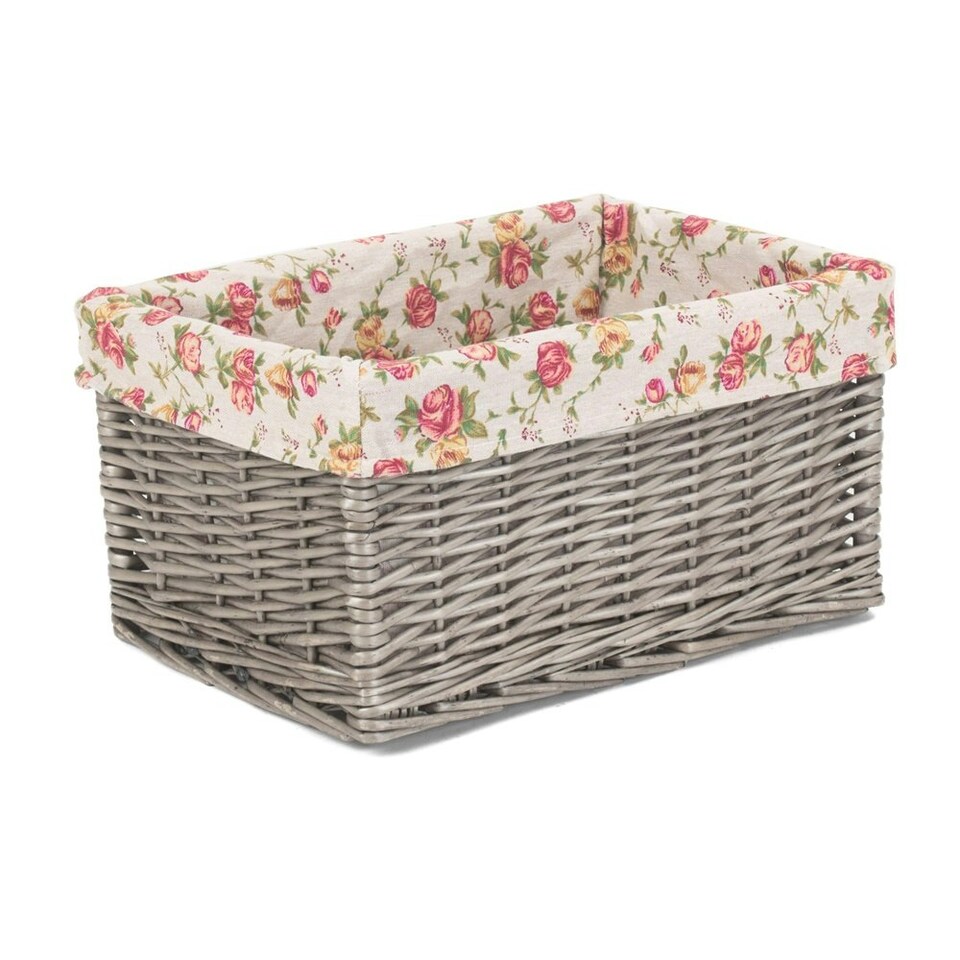 image 1 of Antique Wash Garden Rose Willow Storage Baskets Multi | Multi | L