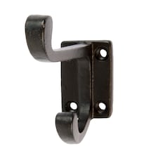 Hammer & Tongs Rectangular Plate Rounded Hat & Coat Hook - W30mm x H85mm - Black