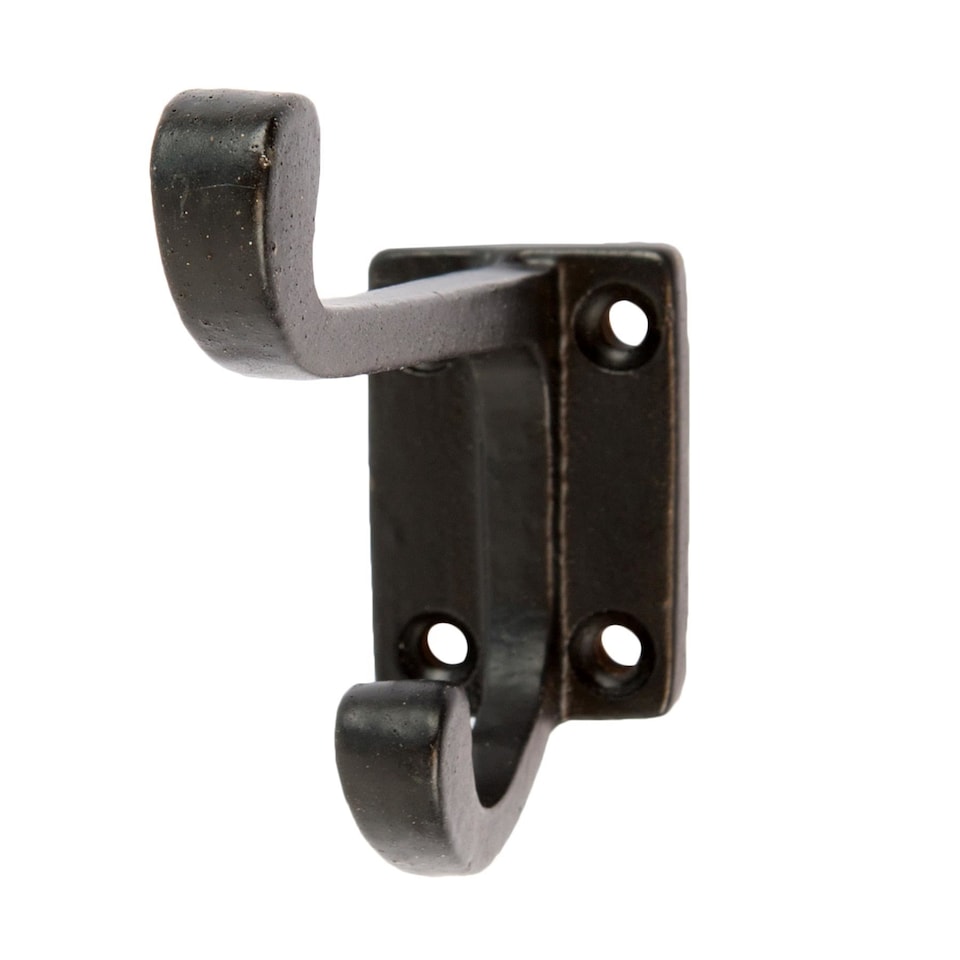 image 1 of Hammer & Tongs Rectangular Plate Rounded Hat & Coat Hook - W30mm x H85mm - Black
