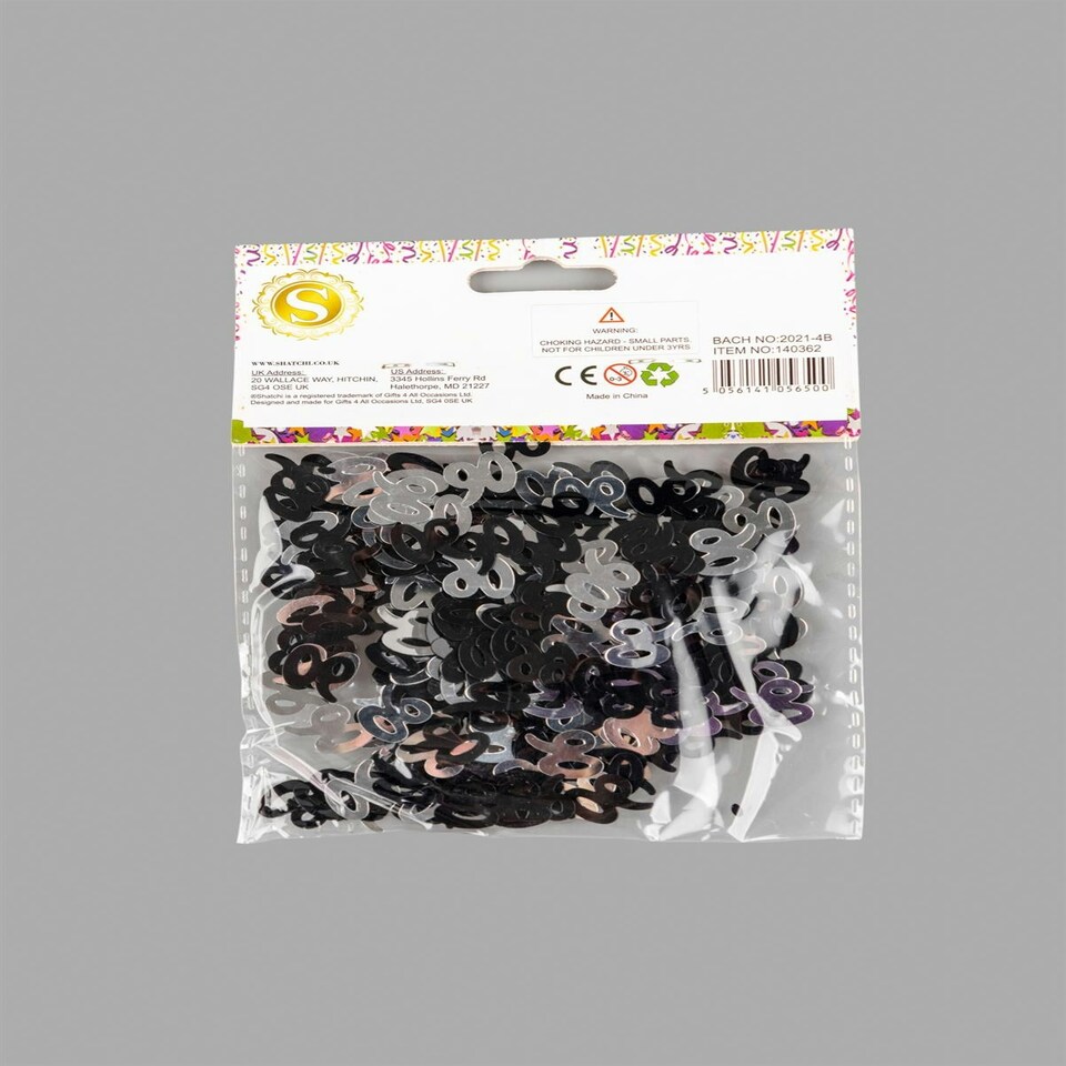 image 1 of 90th Confetti Black & Silver 14G 2PK