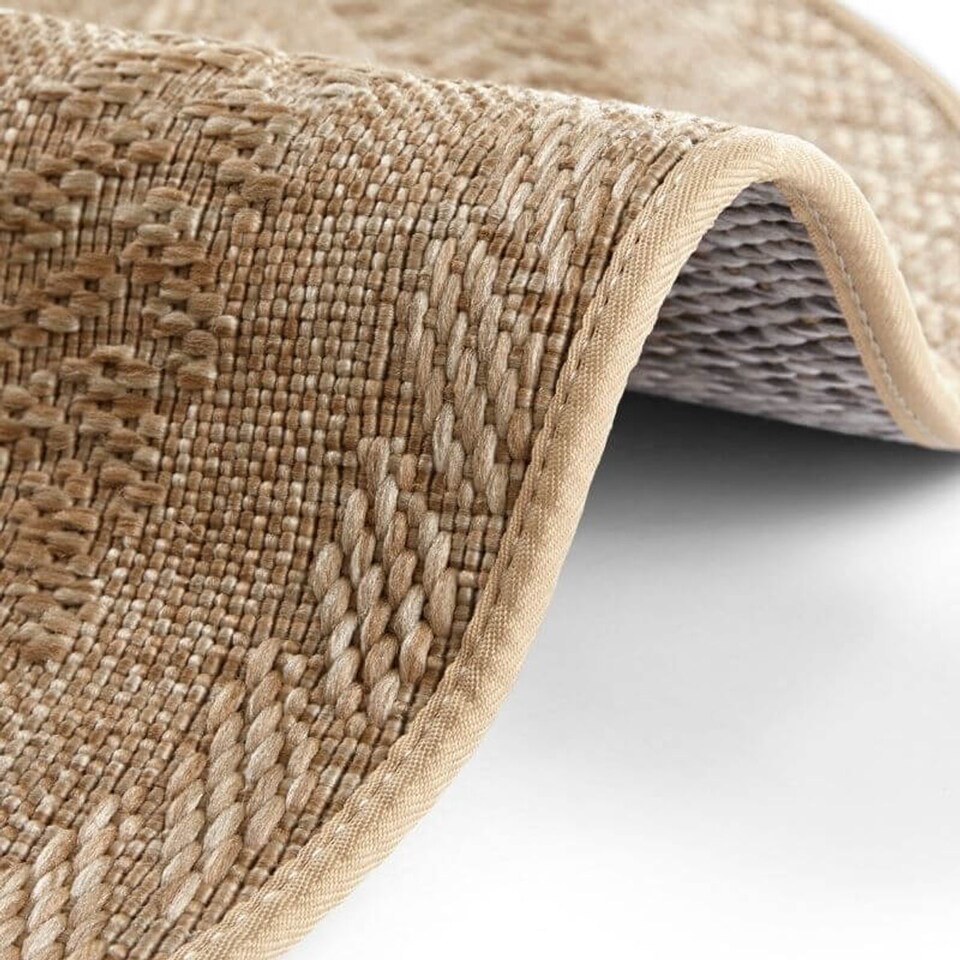 image 1 of The Rugs Indoor Outdoor Almendro Round Rug Chevron Design High Low Texture