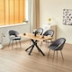 image 3 of Wooden Dining Table with X-Shaped Iron Legs and 4 Grey Velvet Chairs  Modern Dining Set for Home and Kitchen Grey