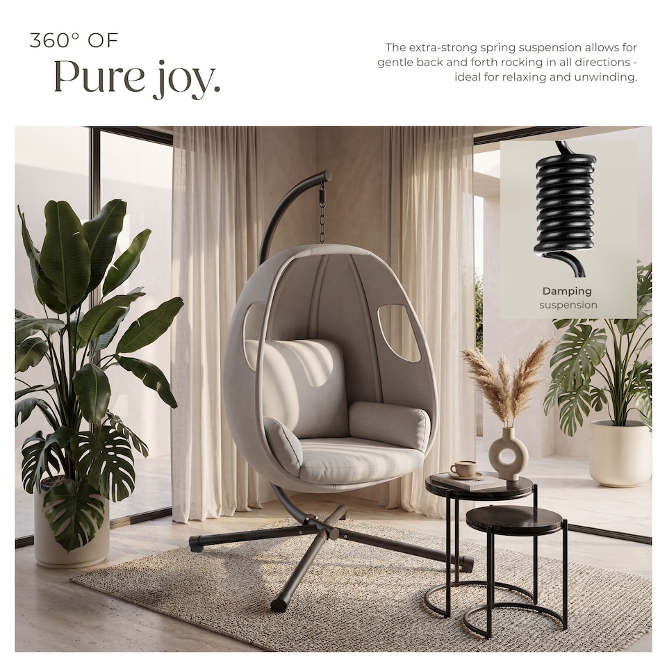 image 1 of Hanging Egg Chair Anika - with frame and extra thick seat cushion | Grey | light grey | One Size | 1