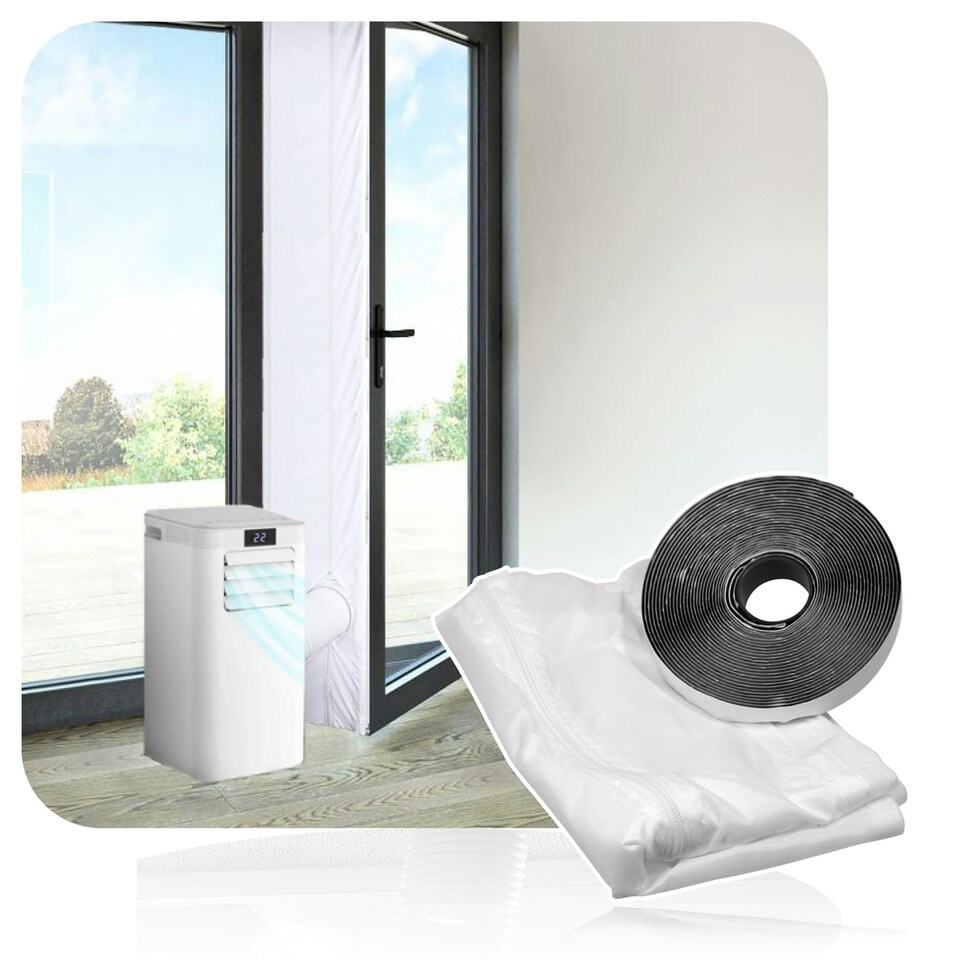 image 1 of SPARES2GO Universal AC Window Seal Kit for Portable Air Conditioning / Tumble Dryer Hose Vent