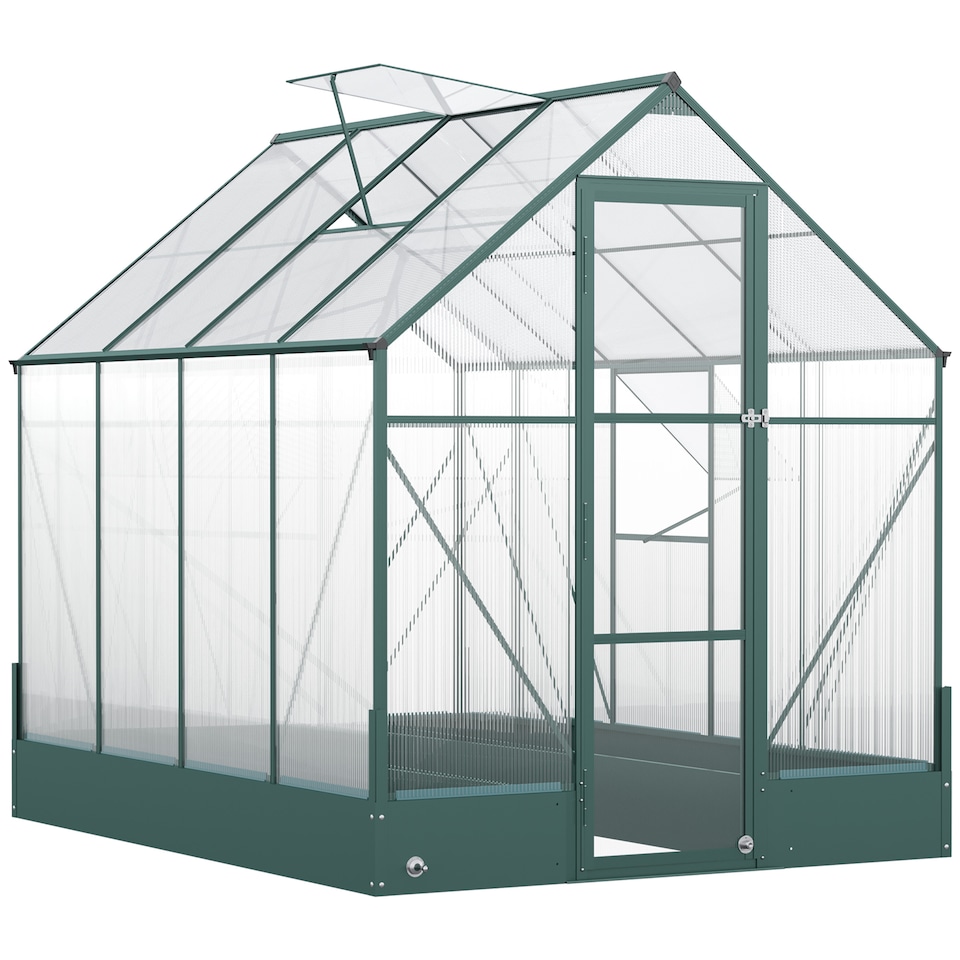 image 1 of Outsunny Walk-in Greenhouse Garden Polycarbonate Aluminium w Smart Window 6x6ft
