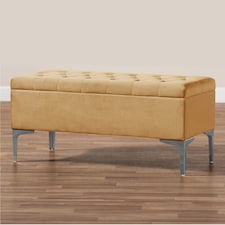 Modena Storage Ottoman Bench, Ottoman Footstool with Legs, 90cm Plush Velvet Upholstered End of Bed Bench, Mink