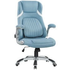Vinsetto Fabric Office Desk Chair w/ Adjustable Height Tilt Function Blue Blue | White accents