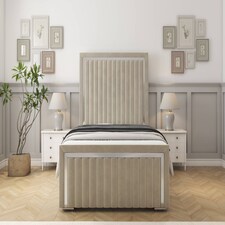 Sloomy Boston Chrome Cream Plush Bed Frame With Mattress With 50" Upholstered Headboard 5' King