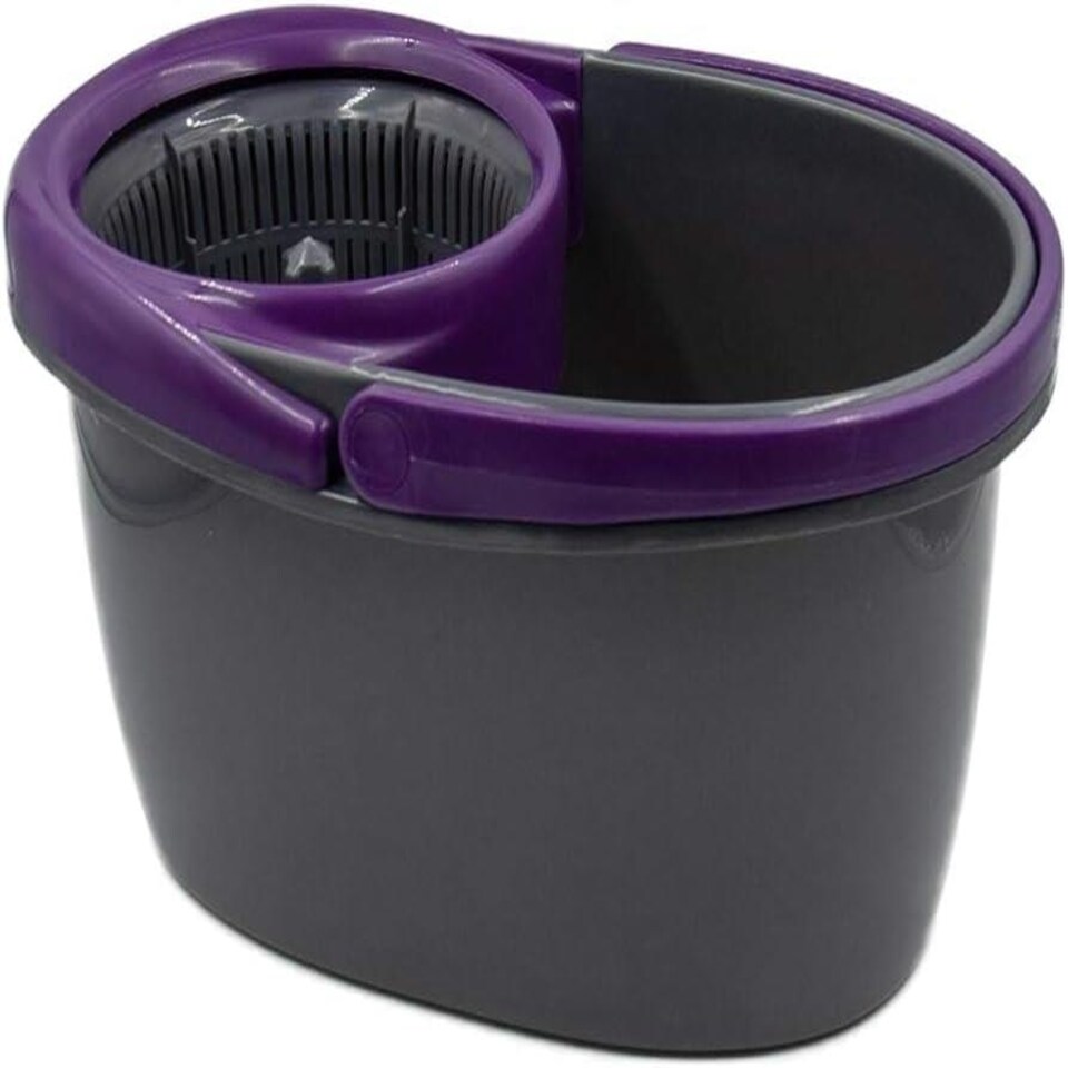 image 1 of Calitek 360° Rotating Spin Mop and Bucket Set with 2 Microfibre Heads Grey