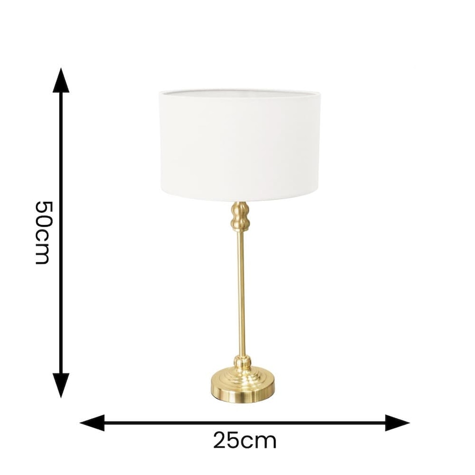 image 1 of ValueLights Maggie Gold Candlestick Table Lamp White Shade & Bulb | Gold