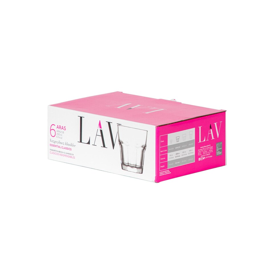 image 1 of LAV Aras Water Glasses - 200ml - Clear - Pack of 6 | Clear | Clear